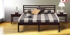 Elegant Double Bed And End Table with Drawer