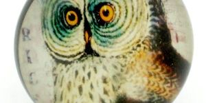 RESIN HANDCRAFTED BLACK & MULTICOLOR OWL KNOB