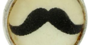 STEEL & RESIN HANDCRAFTED RESIN MIX SILVER CREAM & BLACK MOUSTACHE ICON KNOB