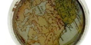 STEEL & RESIN HANDCRAFTED SILVER & GLASS MIX MAP KNOB