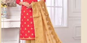 Peach Colour Cotton Unstitched Dress Material