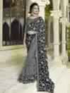 Women Black and Grey Color Georgette and Chiffon Sari