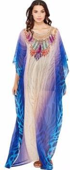 Digital Printed Georgette Polyester Gold Kaftan