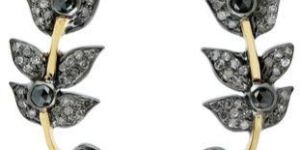 Silver 925 Sterling Diamond Leaf Design Women Stud Earring