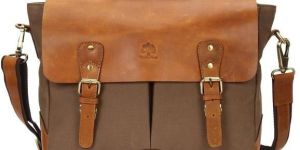 Leather Canvas Vintage Crossbody Messenger Bag