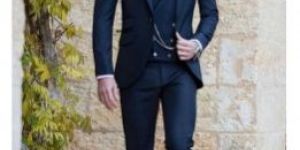 Blue Cotton Self Tuxedo