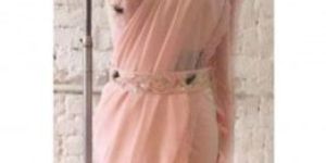 Peach Georgette Hand Work Wedding Designer Saree