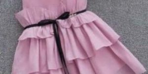 Pink Georgette Self Party A-Line Dresses