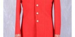 Red Silk Self Nehru Style