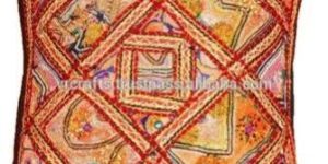 Antique Zari Work Embroidery 100 % Handmade Cotton Cushion Covers