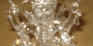 SITTING GLASS GANESH IDOL