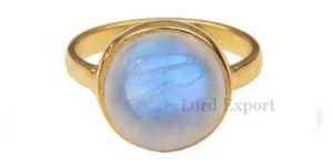 18K Gold Plated Rainbow Moonstone Ring 925 Sterling Silver Gemstone Ring