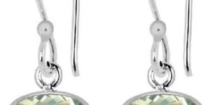Cushion Shaped Green Amethyst Silver Dangle Earrings