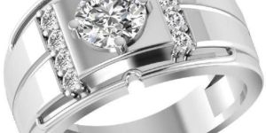 Orchid Jewelry 925 Sterling Silver 1.40 Carat White Topaz Solitaire Halo Mens Ring