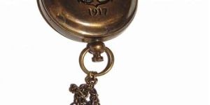 Nautical Antique Brass Ship Anchor Push Button Compass