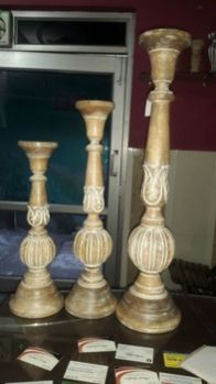 Antique Handcraft Wooden Candle Holder