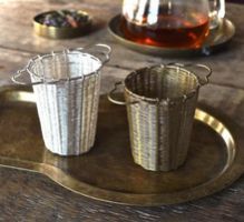 Brass and Silver Deep Basket Tea Strainer