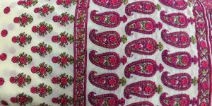 Cream Georgette Fabric, Rani Pink Embroidery, Heavy Panel, Kurti Skirt Material