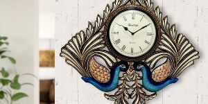 Kite Shape Double Peacock Wall Clock