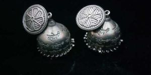 German Silver Black Polish Earring