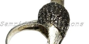 Bird Shape Diamond Gold Plated 925 Sterling Silver Pave Setting Ring