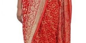 BRIDAL VERMILLION SHIKARA BANARSI SILK SAREE