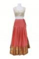 Peach Faux Silk Lehenga Skirt