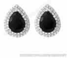 Black Onyx Earrings Cz Sterling Silver