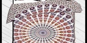 Indian Traditional Print Duvet Cover Set, 100% Cotton Bedding Set Queen Size With Pillow Cover