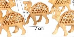 Wood Carved Camel Figurine Statue