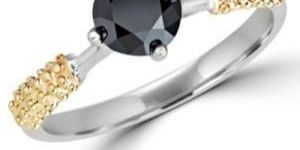 Black Diamond Two Tone Gold Engagement Ring