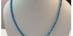 Swiss Blue Topaz Faceted Rondelle Beads Necklace