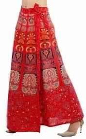 around Long Skirt with Beautiful Block Print Pattern on Cotton