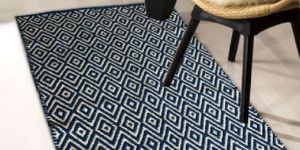 Blue Diamond Pattern Cotton Rugs