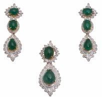 Gold Diamond Emerald Earrings