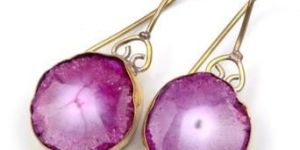 Stone Drop Gold Plated Dangle Earrings