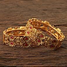 Temple Bangles with Matte Gold Plating