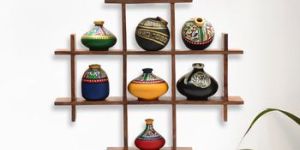 8 Terracotta Warli Handpainted Pots