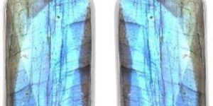 Labradorite Rectangle Silver Bezel Earring