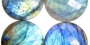 Labradorite Round Checkerboard Cut Flat Cab