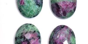 Ruby Zoisite Oval Rose Cut Flat Back