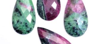 Ruby Zoisite Pear Rose Cut Flat Back