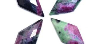 Ruby Zoisite Rhombus Rose Cut Flat Back