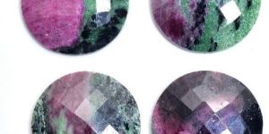 Ruby Zoisite Round Rose Cut Flat Back