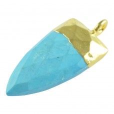 Turquoise Dagger Shape Electro Gold Plated Gemstone Charm Pendant