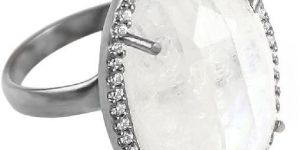 Vintage Rainbow Moonstone Oval Cut Cocktail Cubic Zirconia Ring