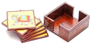 HAND PAINTED WOODEN TEA COASTER