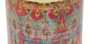 RED IKAT PATTERN PILLAR CANDLE