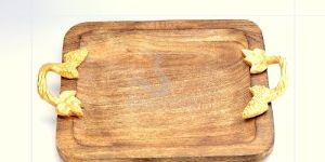 WOODEN AND ALUMINIUM SERVING TRAY
