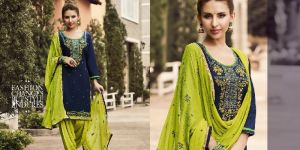 Cotton Embroidered Patiala Suits